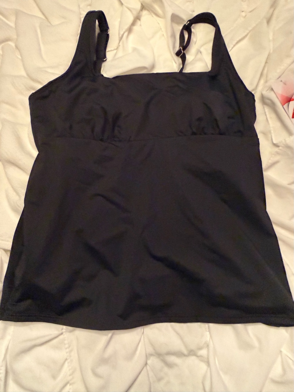 Lands' End Black Tankini Top with Adjustable Straps